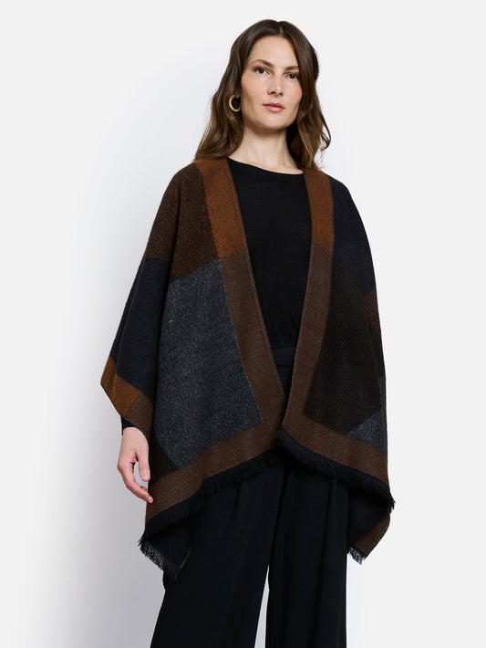 Chinon Open Poncho by Maison Lurex in Brown/Black