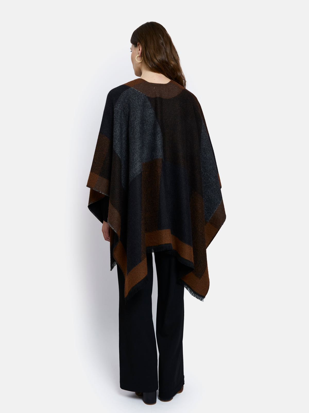 Chinon Open Poncho by Maison Lurex in Brown/Black