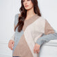 V-Neck Argyle Jacquard Sweater by Charlie B in Sesame