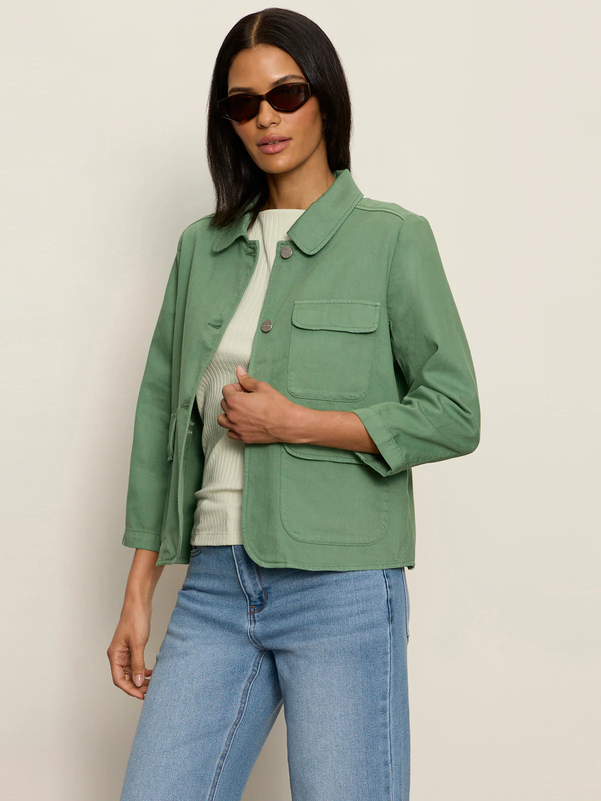 Crop Chore Jacket by Sanctuary in Green Juice