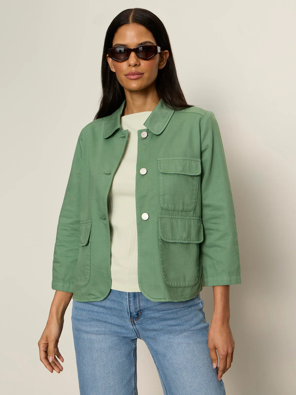 Crop Chore Jacket by Sanctuary in Green Juice