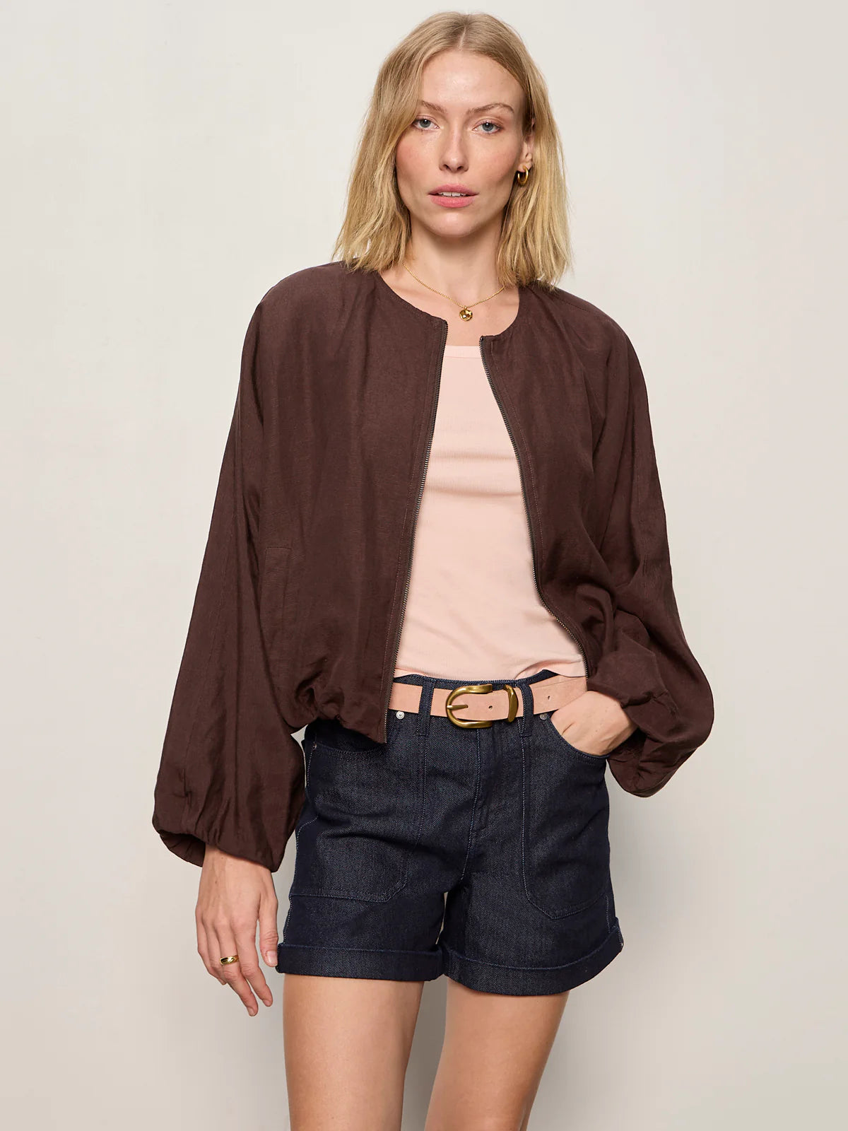 Linen Bubble Jacket by Sanctuary in Rich Soil