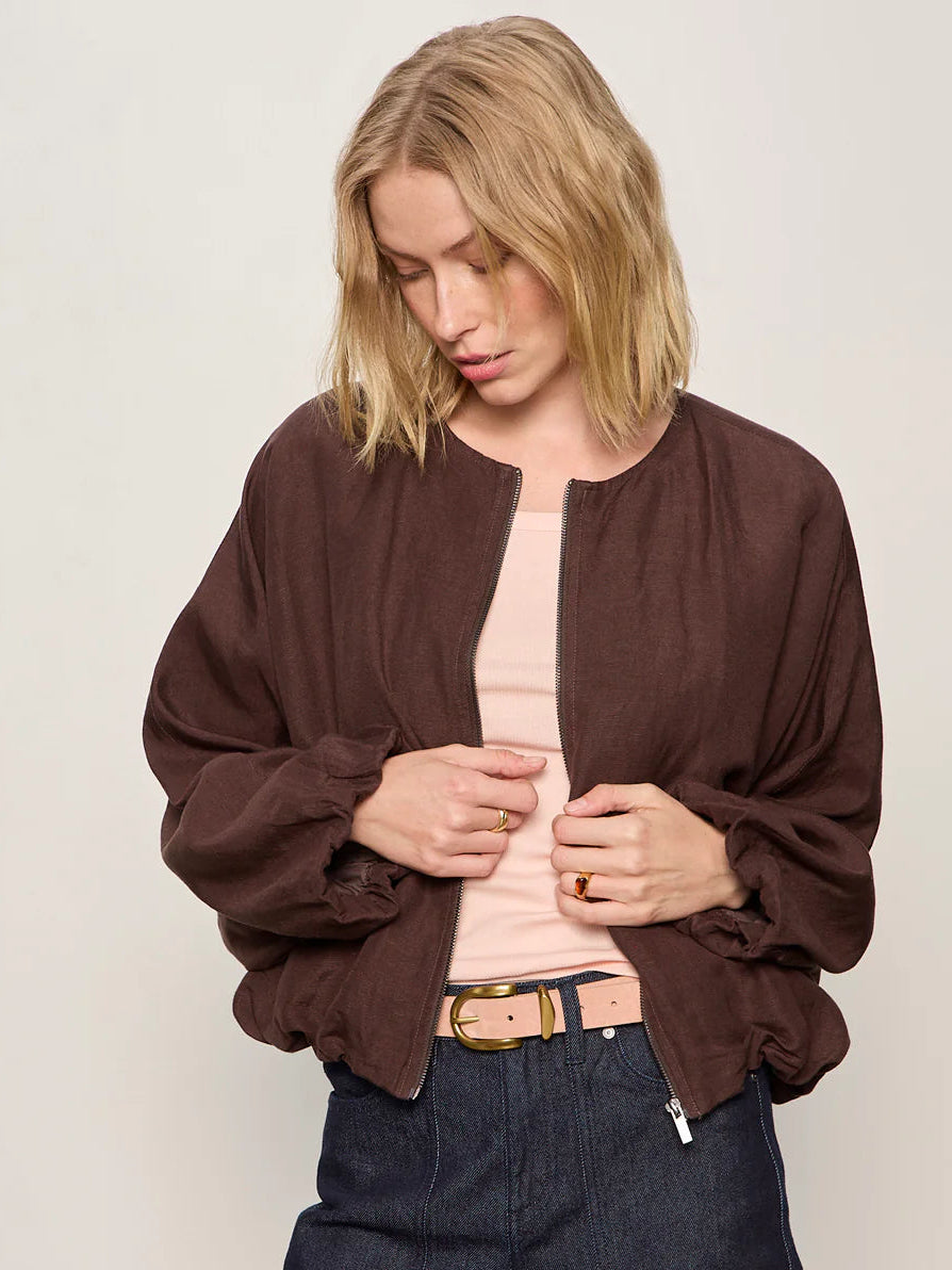 Linen Bubble Jacket by Sanctuary in Rich Soil
