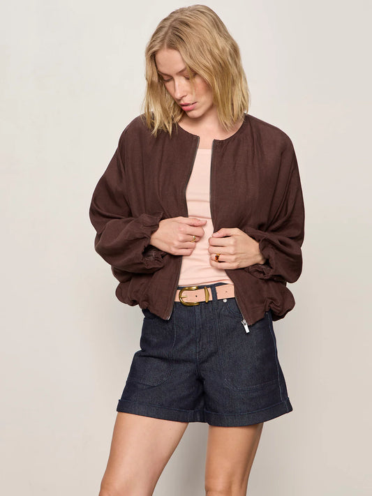 Linen Bubble Jacket by Sanctuary in Rich Soil