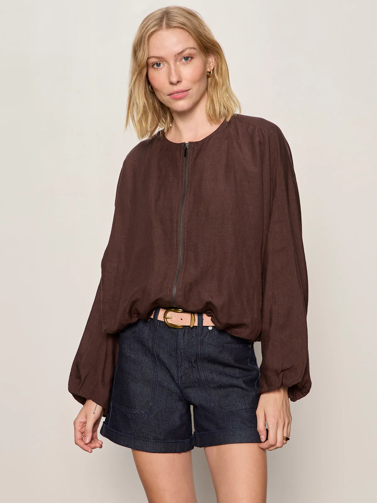Linen Bubble Jacket by Sanctuary in Rich Soil