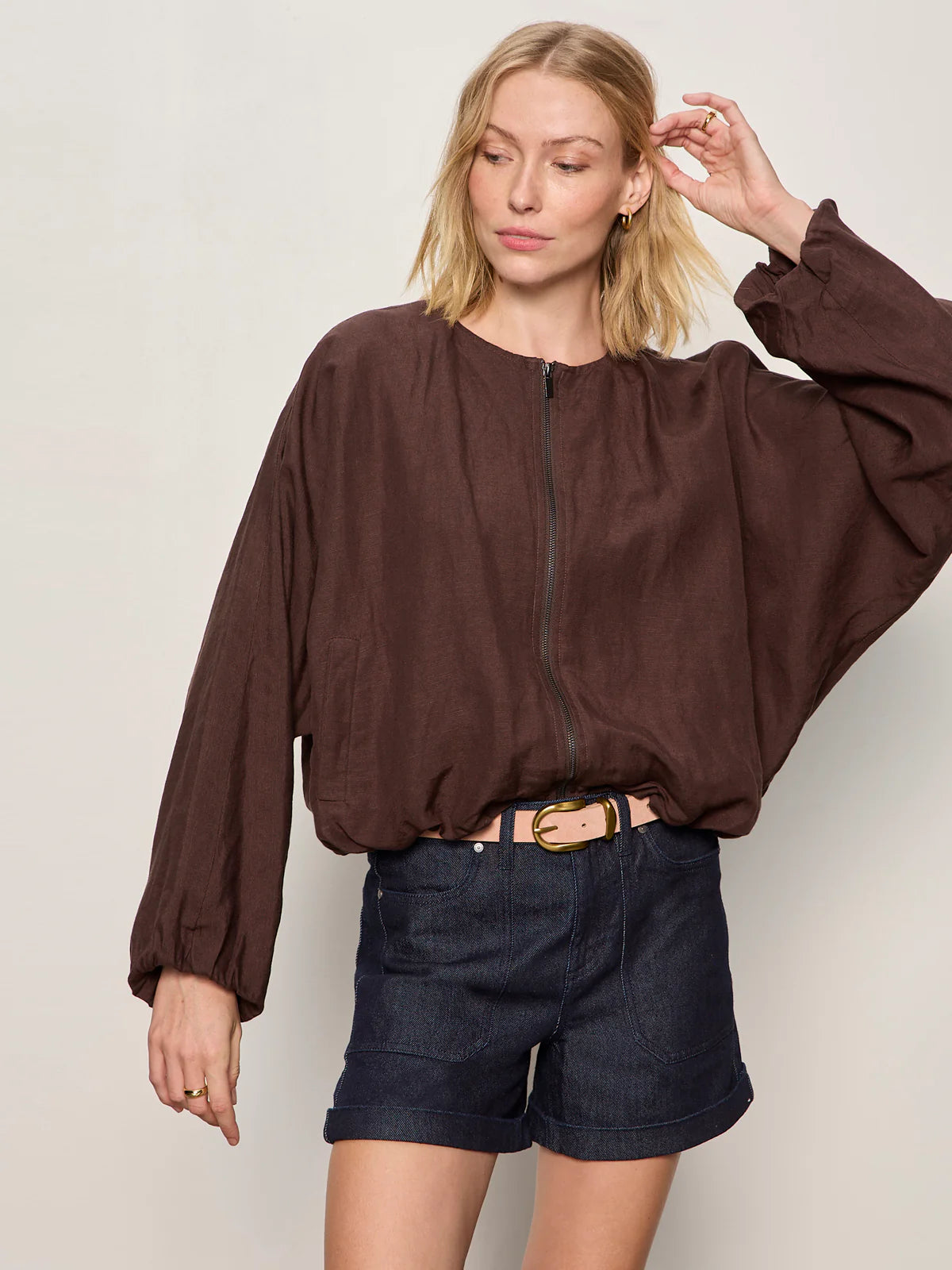 Linen Bubble Jacket by Sanctuary in Rich Soil