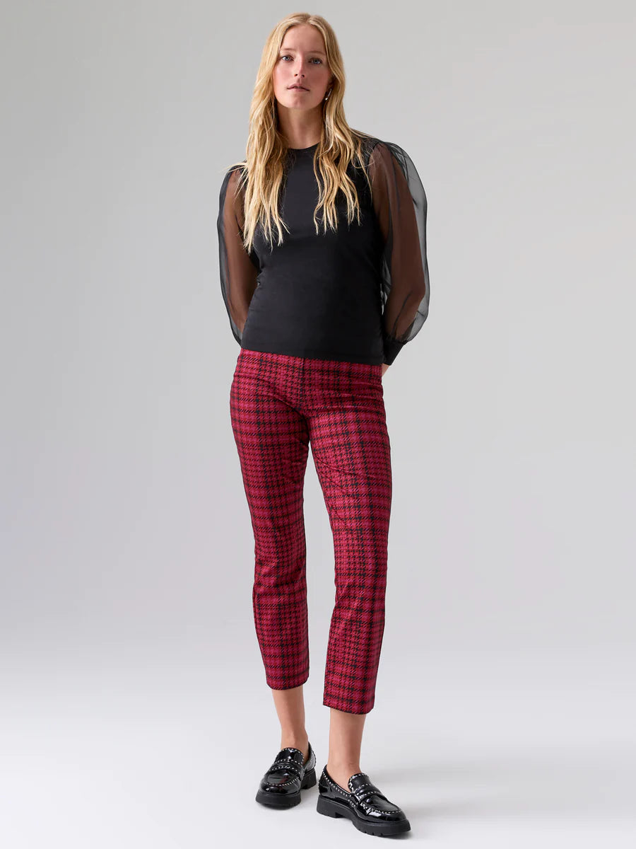 Carnaby Kick Crop Semi High Rise Legging by Sanctuary in Pink Glen Plaid