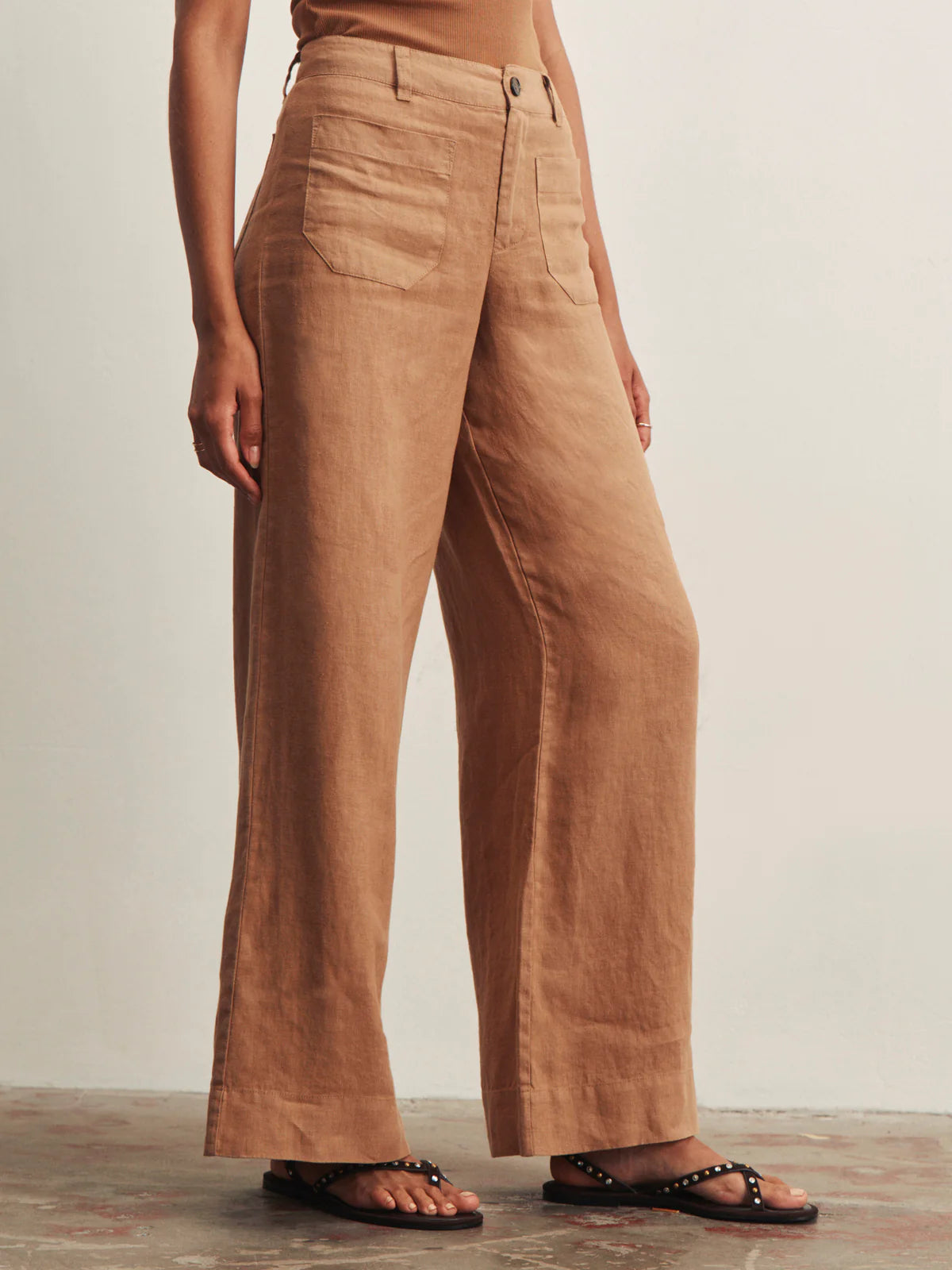 The Linen Marine Wide Leg by Sanctuary in Toasted Coconut