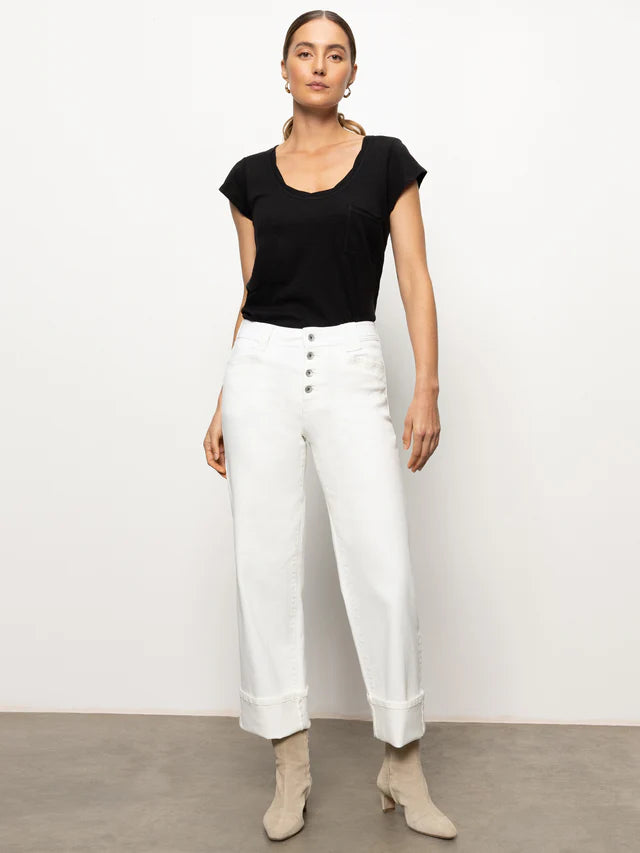 Luna Cuffed Denim Pant by Sanctuary in Bleached White