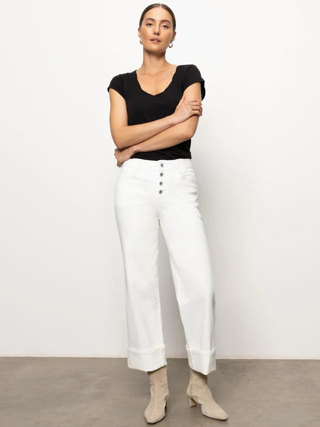 Luna Cuffed Denim Pant by Sanctuary in Bleached White