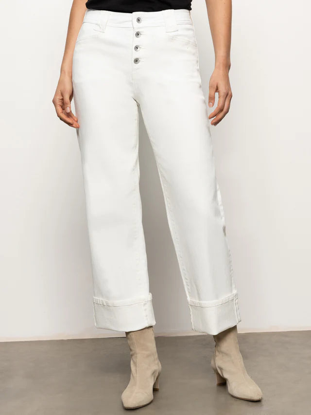 Luna Cuffed Denim Pant by Sanctuary in Bleached White