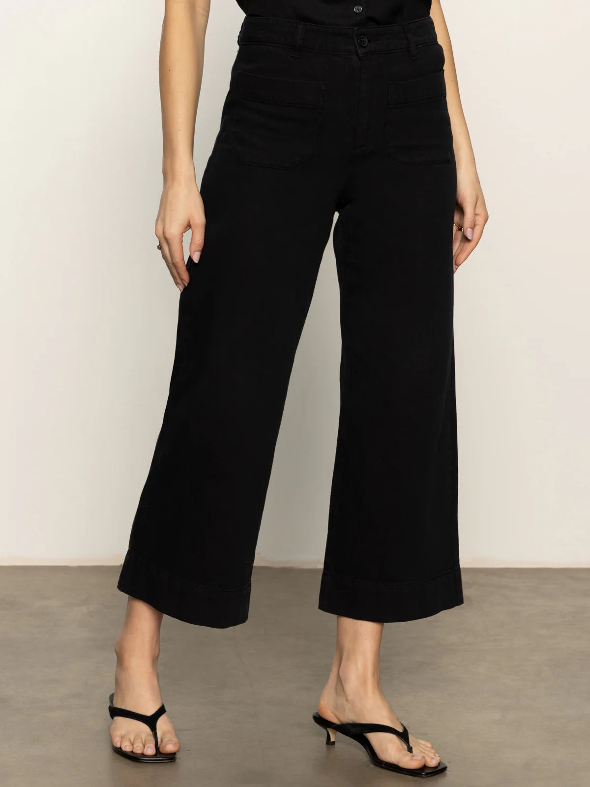 Soft Marine Wide Leg Crop Pant by Sanctuary in Black
