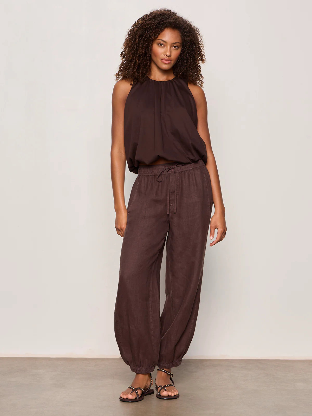 Melody Micro Linen Balloon Pant by Sanctuary in Rich Soil