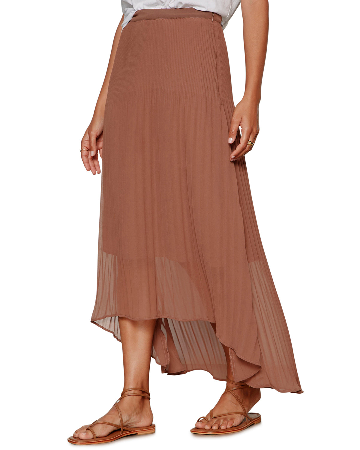 Meant To Be Pleated Midi Skirt by Sanctuary in Mud Bath
