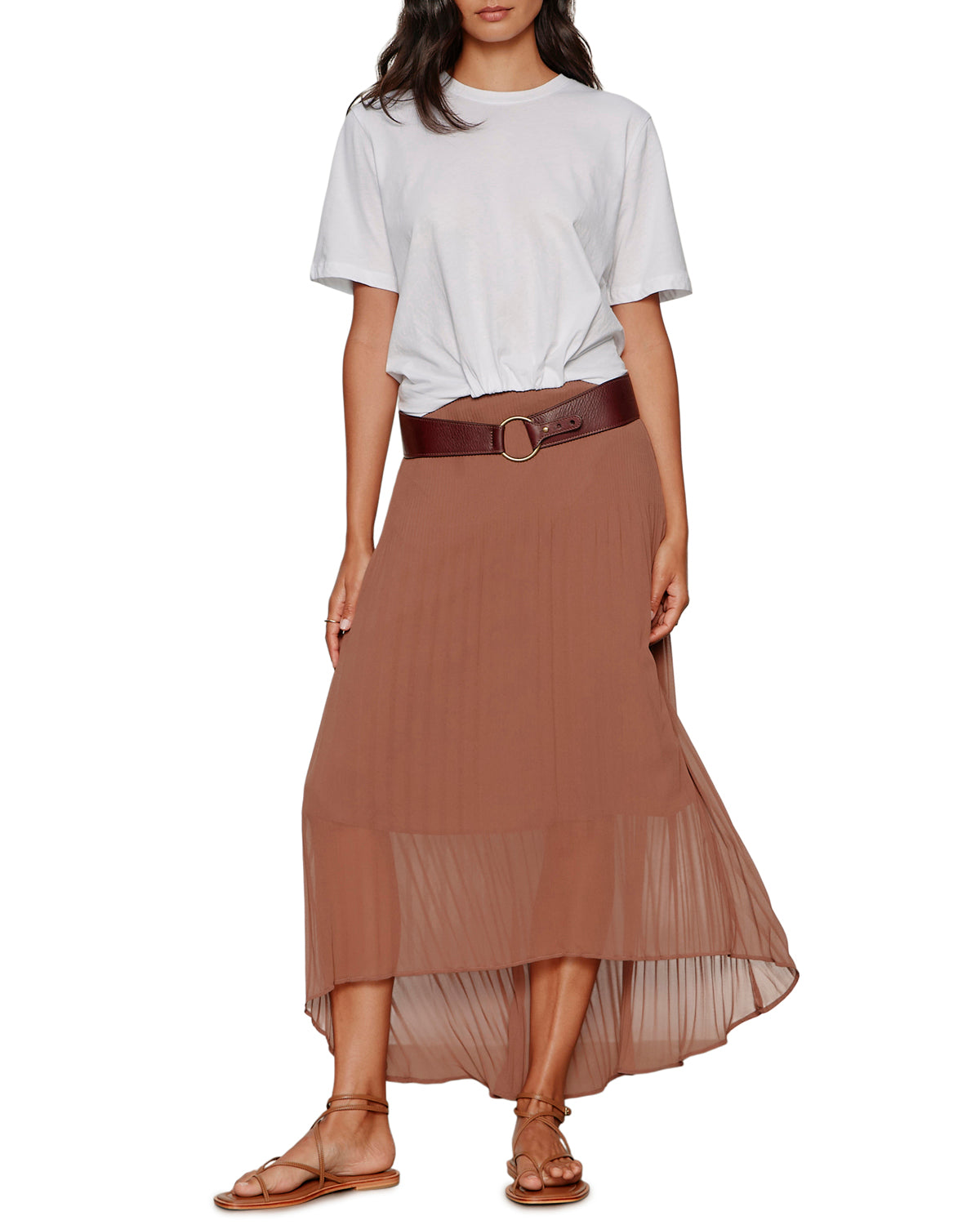 Meant To Be Pleated Midi Skirt by Sanctuary in Mud Bath