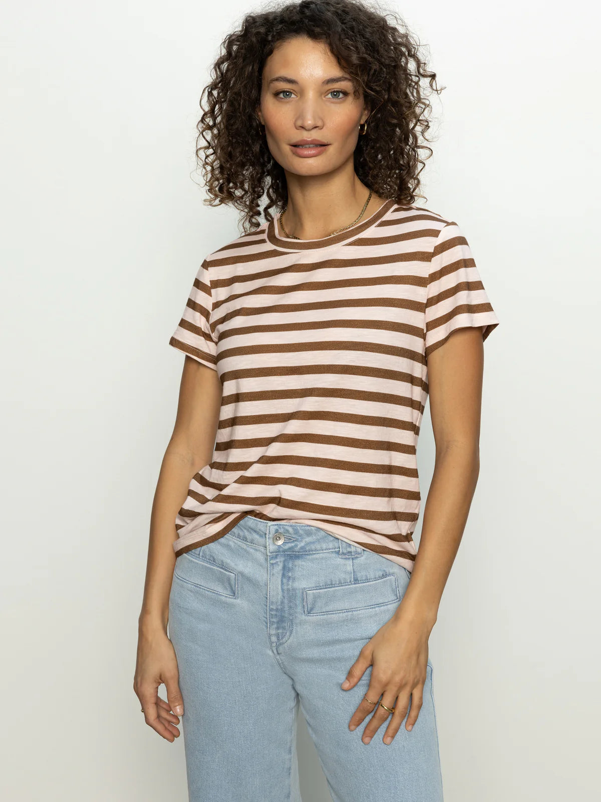 The Perfect Tee by Sanctuary in Earth Pink/Sepia Stripe