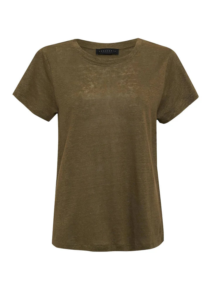 Linen Perfect Tee by Sanctuary in Burnt Olive