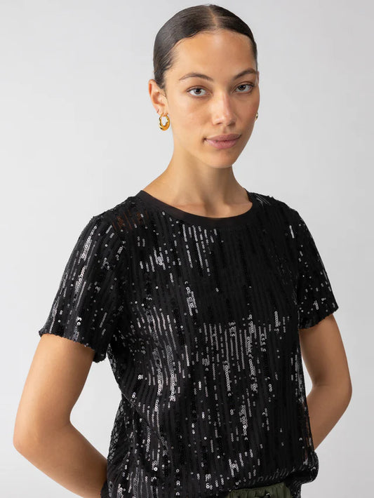 Sequin Perfect Tee by Sanctuary in Black