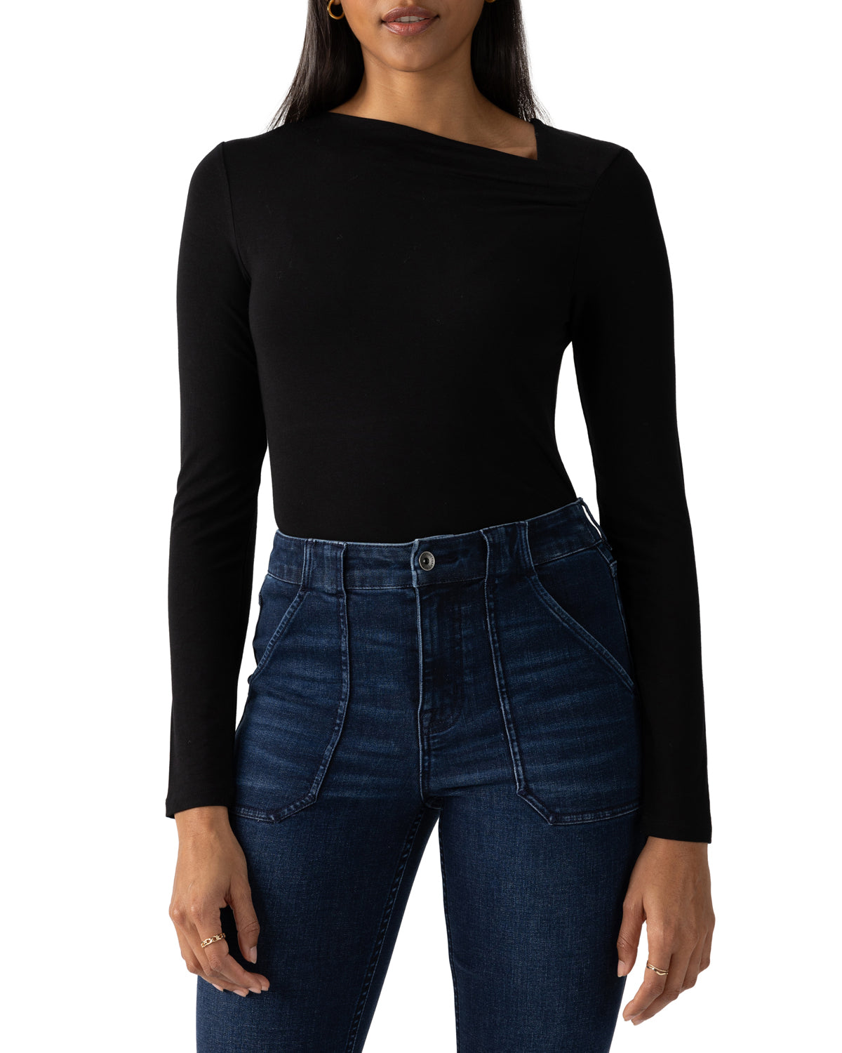 Asymmetrical Neck Top by Sanctuary in Black