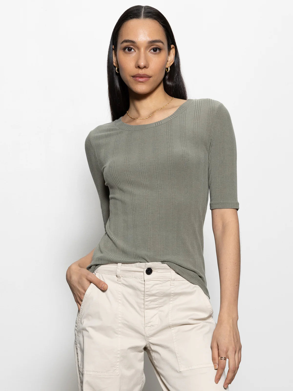 Half Sleeve Femme Crew Tee by Sanctuary in Dark Spruce