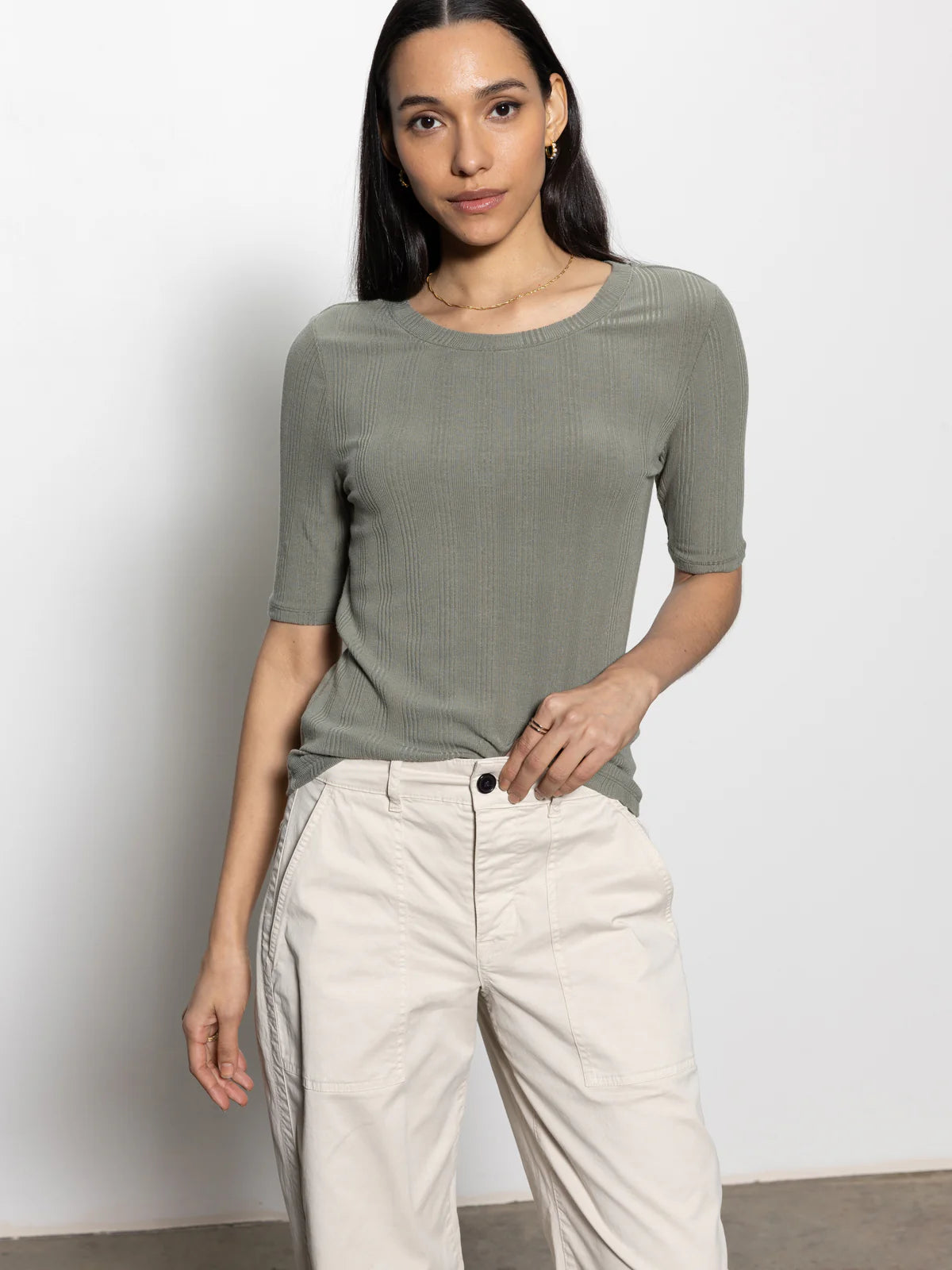 Half Sleeve Femme Crew Tee by Sanctuary in Dark Spruce