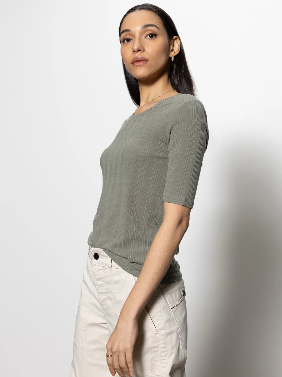 Half Sleeve Femme Crew Tee by Sanctuary in Dark Spruce