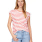 Relaxed Cap Sleeve Tee by Sanctuary in Cayenne/White Stripe