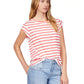 Relaxed Cap Sleeve Tee by Sanctuary in Cayenne/White Stripe
