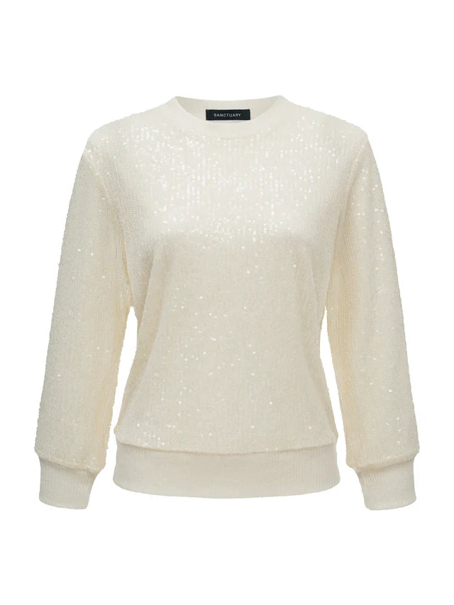 Sparkle Together Sweater Top by Sanctuary in Chalk