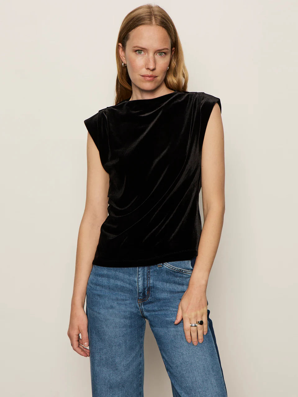 Pleated Sleeveless Top by Sanctuary in Black Velvet