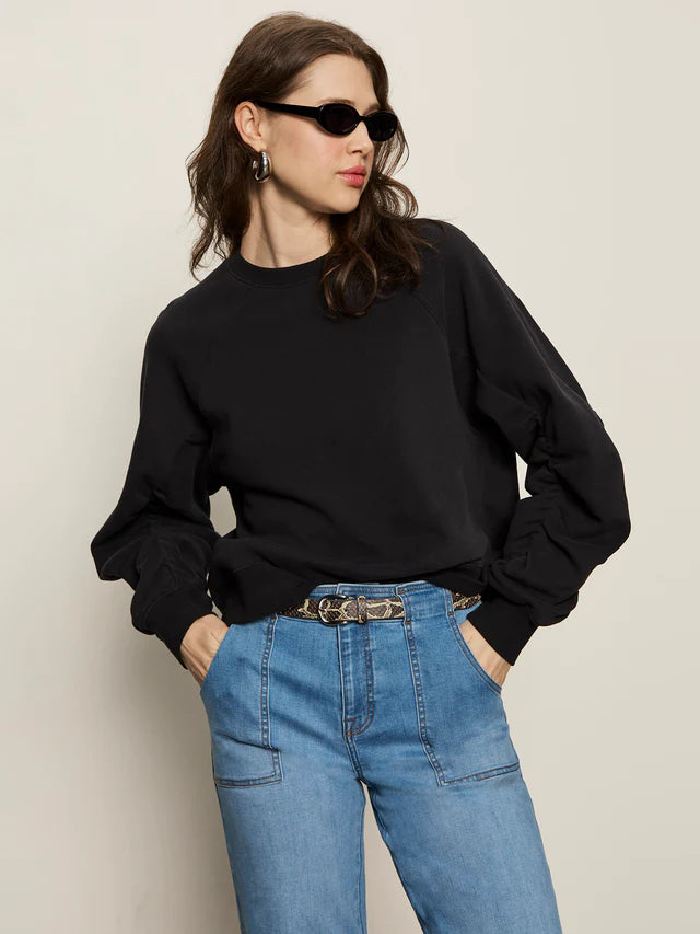 Shirred Sleeve Sweatshirt by Sanctuary in Black
