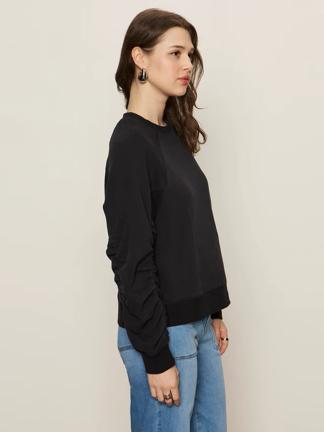 Shirred Sleeve Sweatshirt by Sanctuary in Black