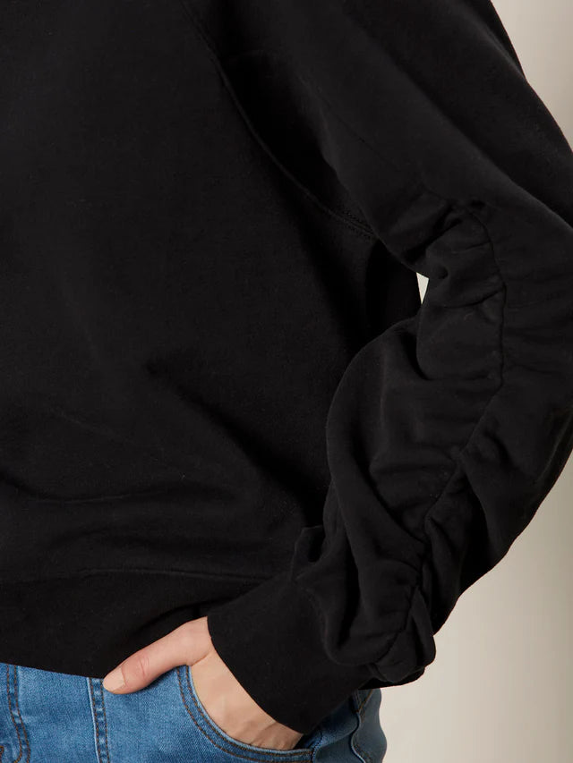 Shirred Sleeve Sweatshirt by Sanctuary in Black