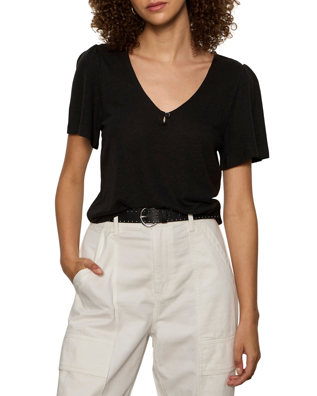 Keyhole Flutter Tee by Sanctuary in Black