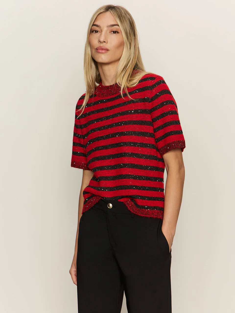 Short Sleeve Shine Sweater Tee by Sanctuary in Cherry Lacquer