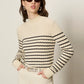Forever Striped Mock Neck by Sanctuary in Vanilla Creme with Black Stripe