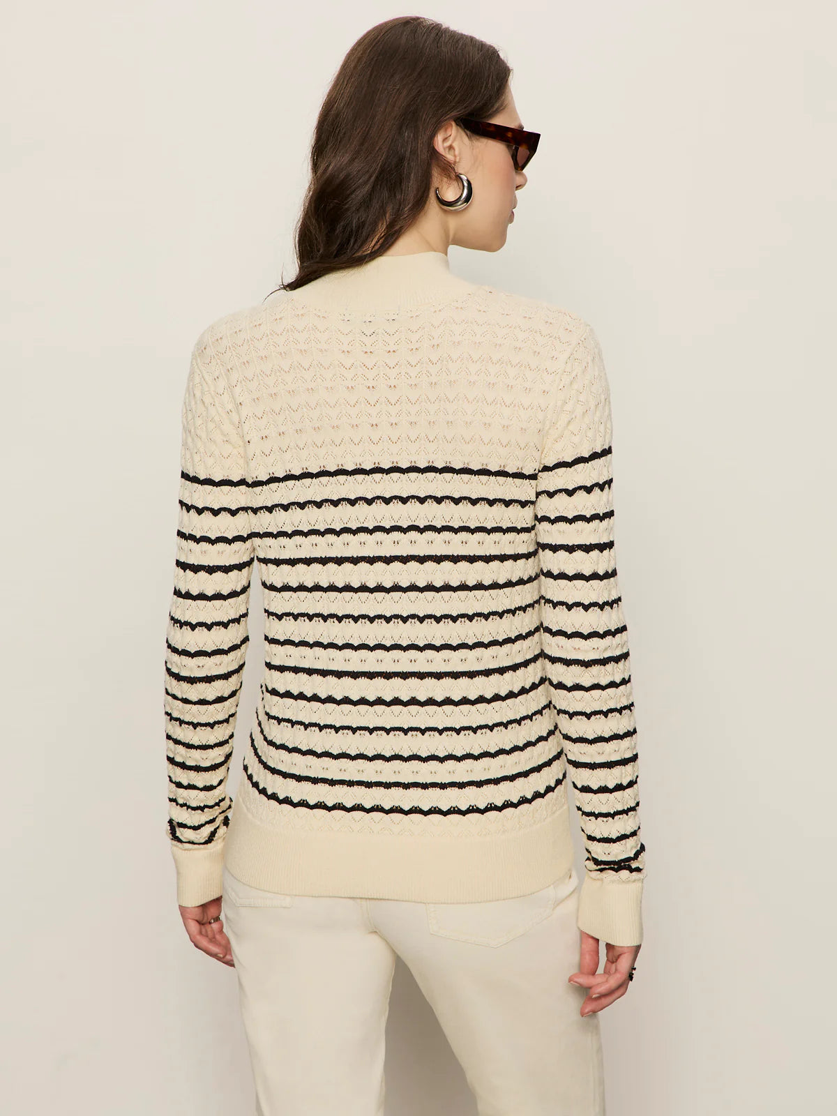 Forever Striped Mock Neck by Sanctuary in Vanilla Creme with Black Stripe