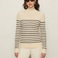 Forever Striped Mock Neck by Sanctuary in Vanilla Creme with Black Stripe