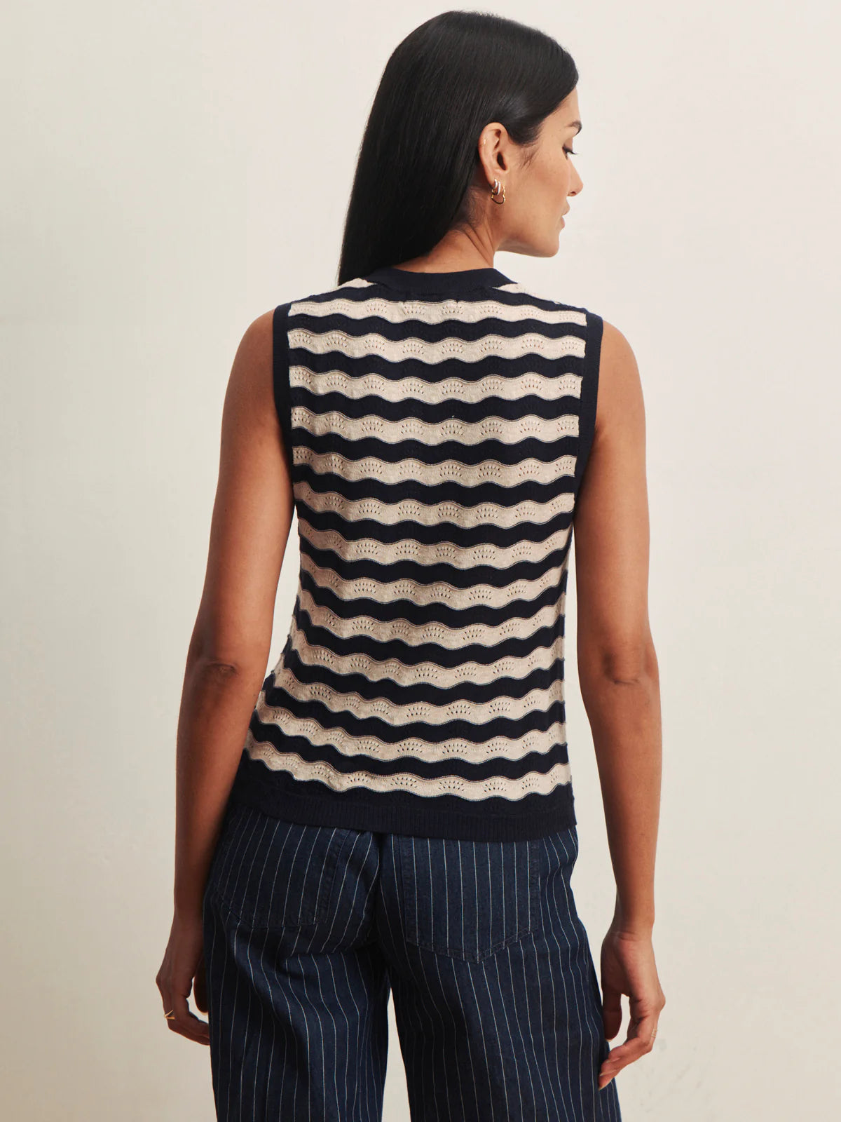 Everyday Chevron Knit Shell by Sanctuary in Inkstorm / Dark Opal Stripe