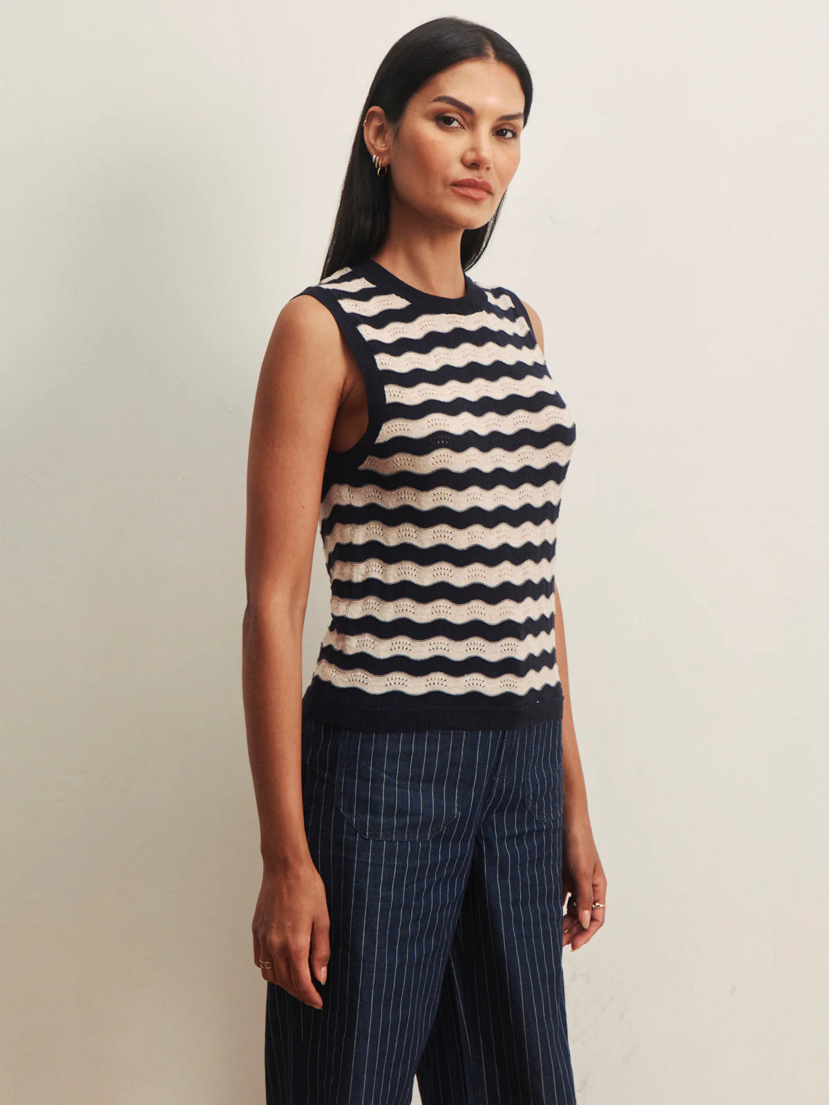 Everyday Chevron Knit Shell by Sanctuary in Inkstorm / Dark Opal Stripe