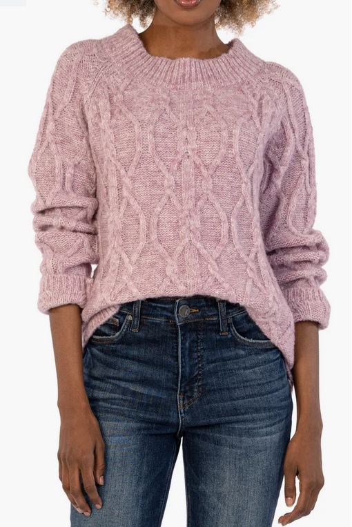 Eudora Cable Knit Pullover by Kut from the Kloth in Lilac/Lavender