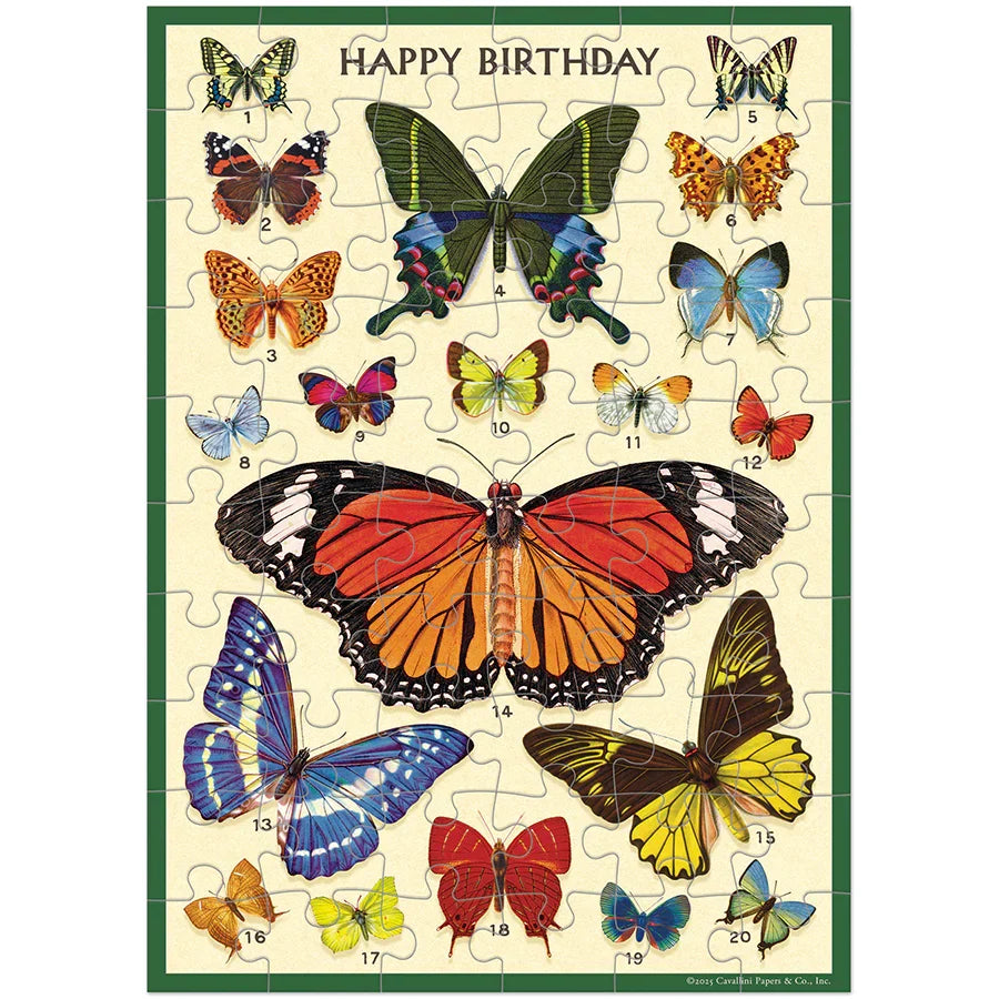 Happy Birthday Butterflies Puzzle Greeting Card by Cavillini Papers & Co