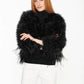 Feather Jacket with Ostrich Trim by Linda Richards in Black