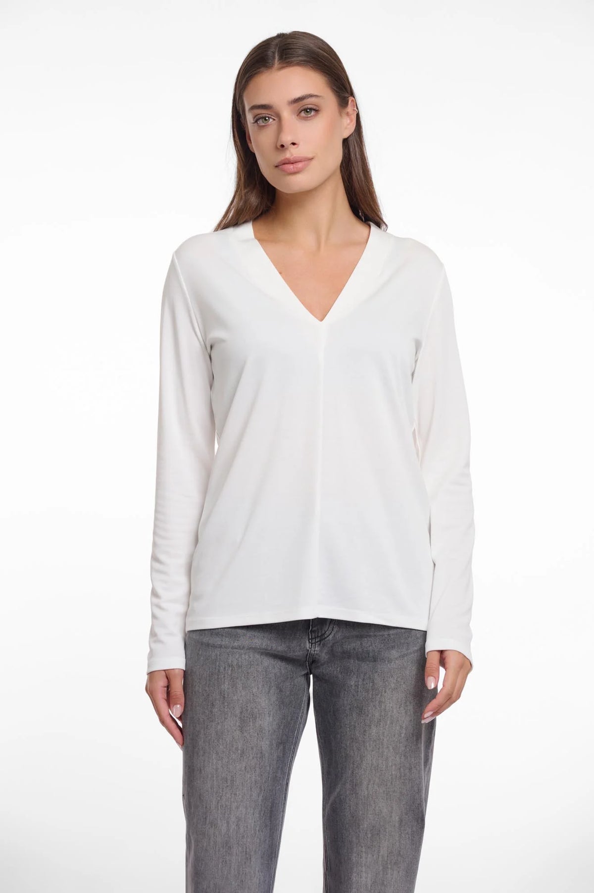 Cleo V-Neck Tee by Rino & Pelle in Snow White
