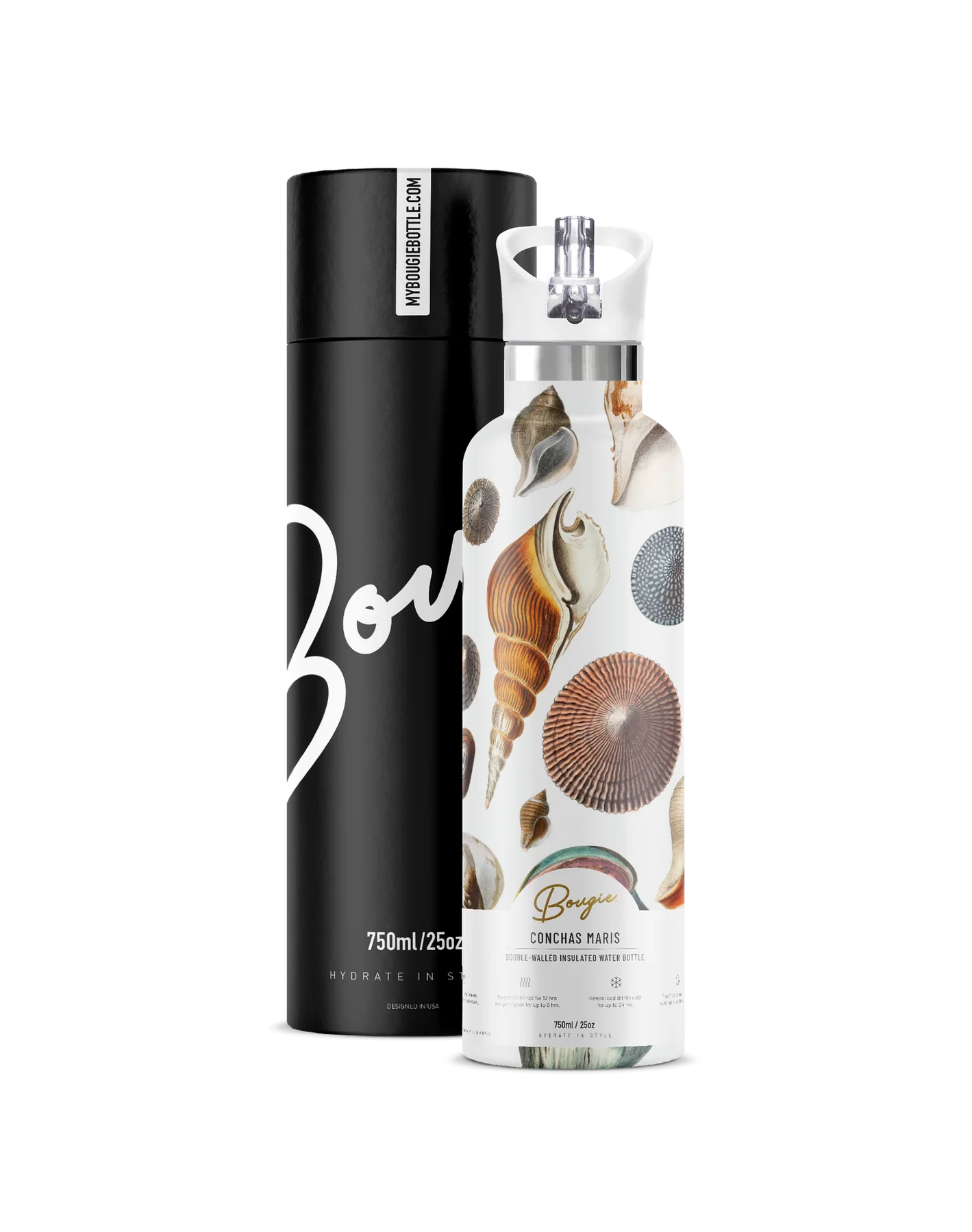 Conchas Maris 25oz. Insulated Water Bottle by My Bougie Bottle