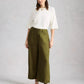 Tia Linen Wide Leg Crop by White Stuff in Mid Green