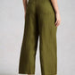 Tia Linen Wide Leg Crop by White Stuff in Mid Green
