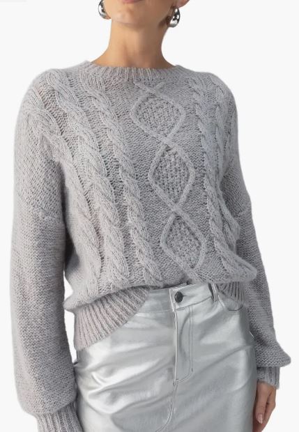 Cozy Cable Crew Sweater by Sanctuary in Heather Ash