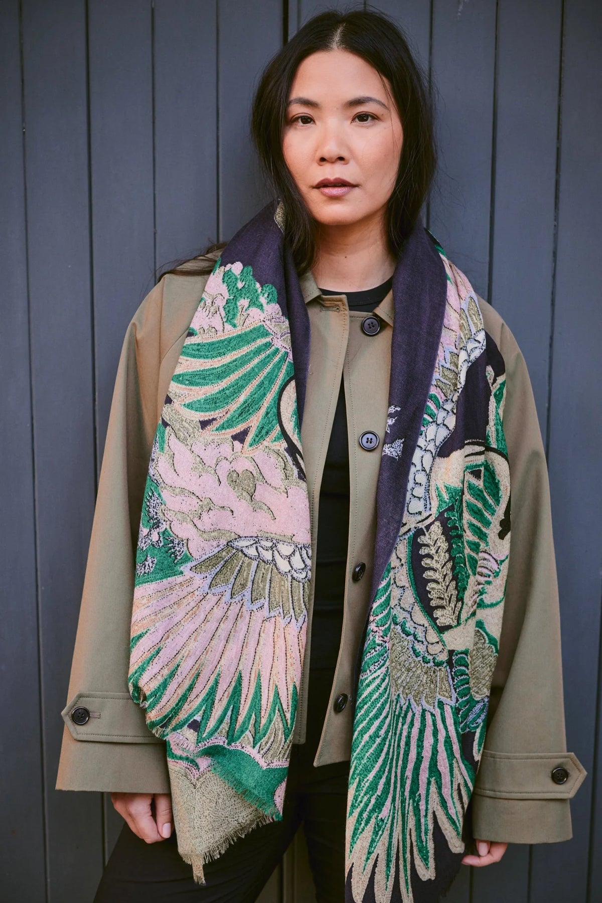 Wool Scarf by One Hundred Stars in Crane Emerald