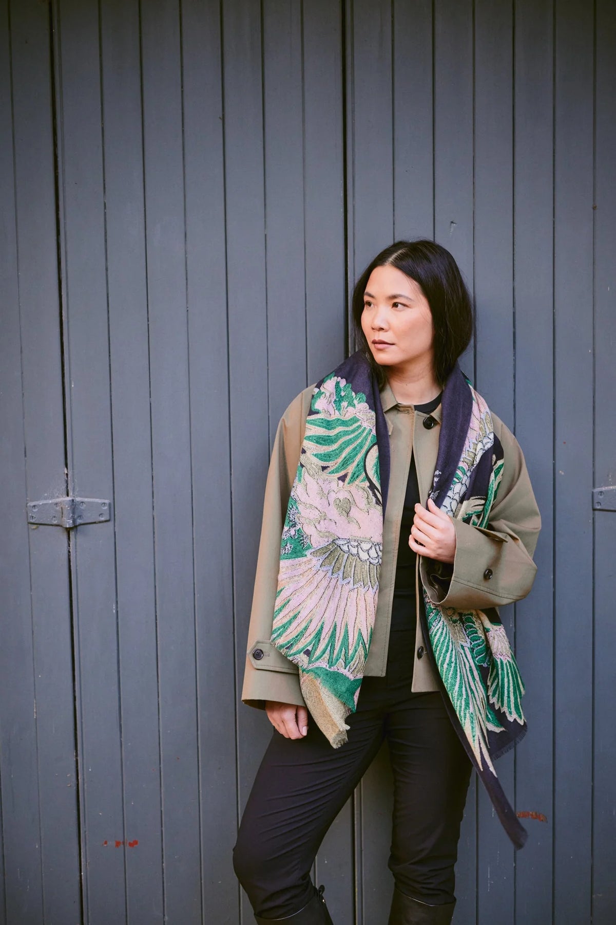Wool Scarf by One Hundred Stars in Crane Emerald